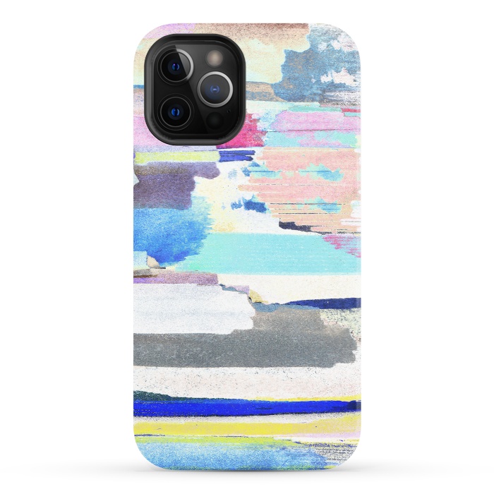 iPhone 12 Pro StrongFit Colorful brushstrokes watercolor stripes  by Oana 