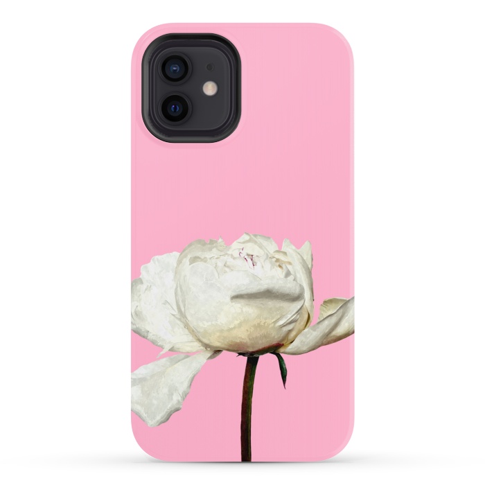 iPhone 12 StrongFit White Peony Pink Background by Alemi