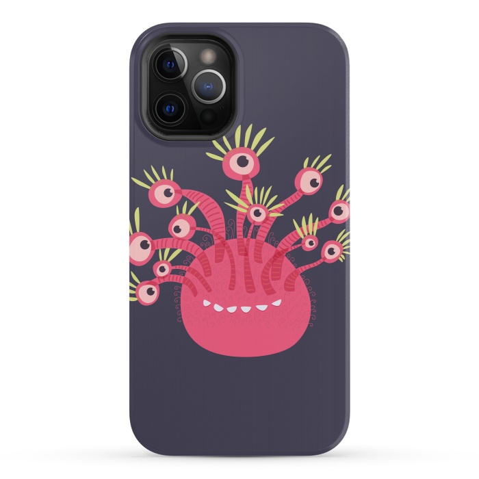iPhone 12 Pro StrongFit Funny Pink Monster With Eleven Eyes by Boriana Giormova