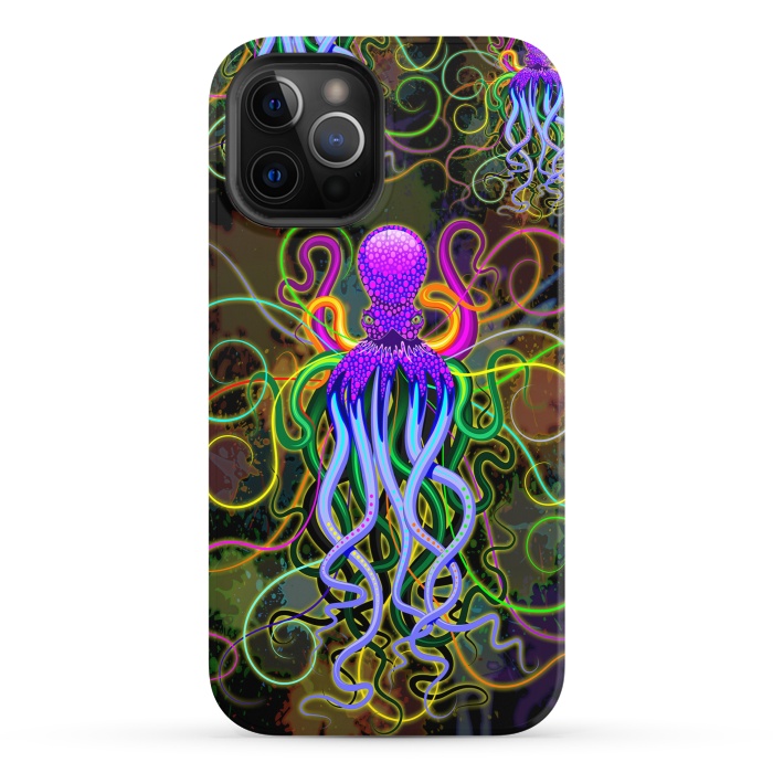 iPhone 12 Pro StrongFit Octopus Psychedelic Luminescence by BluedarkArt
