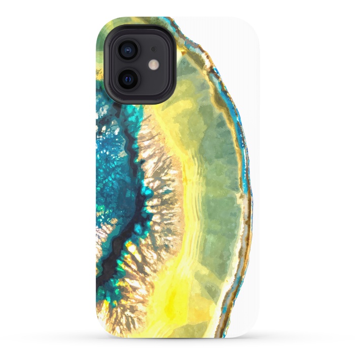 iPhone 12 StrongFit Blue and Yellow Agate by Alemi