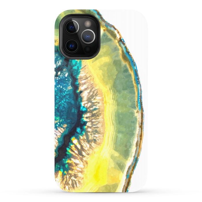 iPhone 12 Pro StrongFit Blue and Yellow Agate by Alemi
