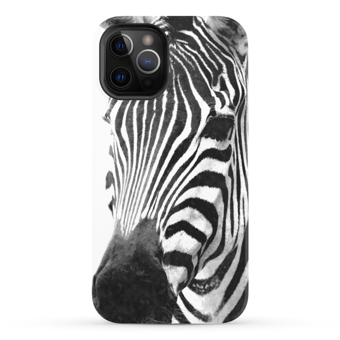 iPhone 12 Pro StrongFit Black and White Zebra by Alemi