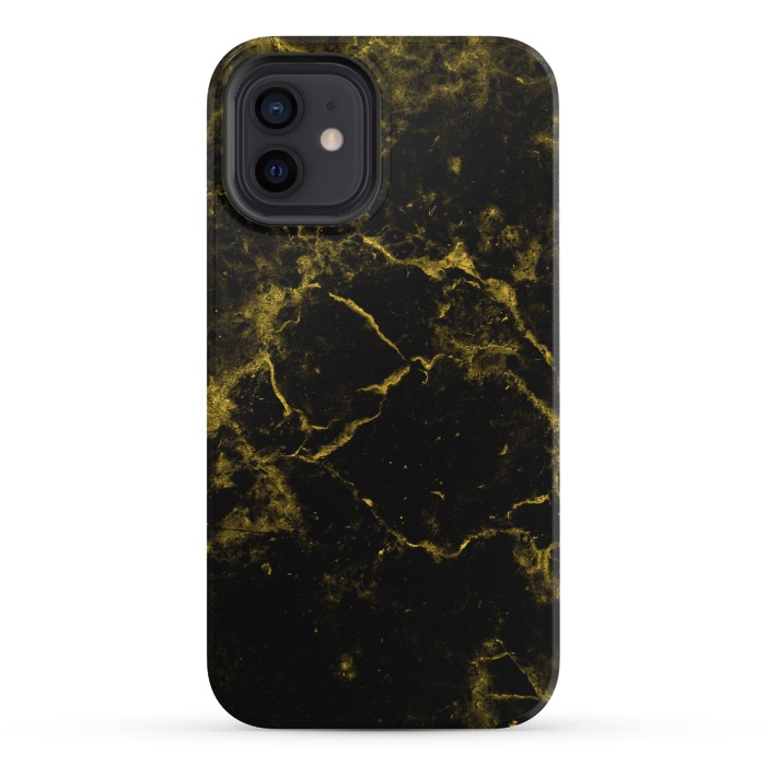 iPhone 12 mini StrongFit Black and Gold Marble by Alemi
