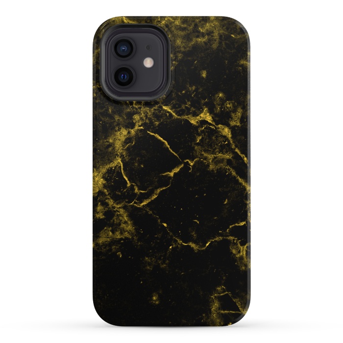 iPhone 12 StrongFit Black and Gold Marble by Alemi