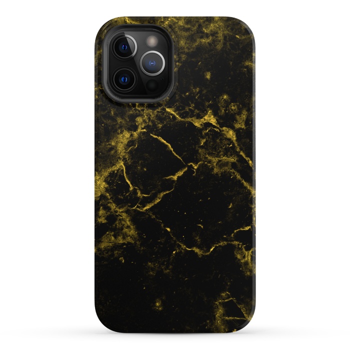 iPhone 12 Pro StrongFit Black and Gold Marble by Alemi