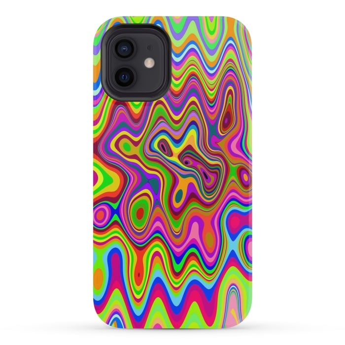iPhone 12 mini StrongFit Psychedelic Glowing Colors Pattern by BluedarkArt