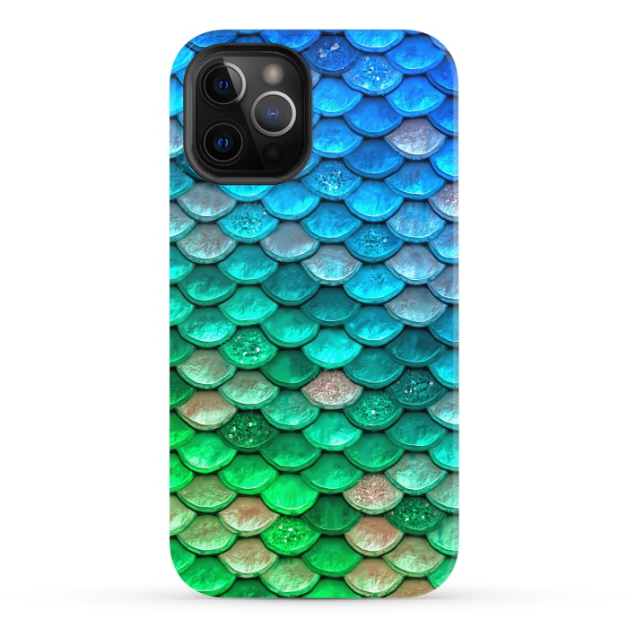 iPhone 12 Pro StrongFit Green & Blue Glitter Mermaid Scales by  Utart