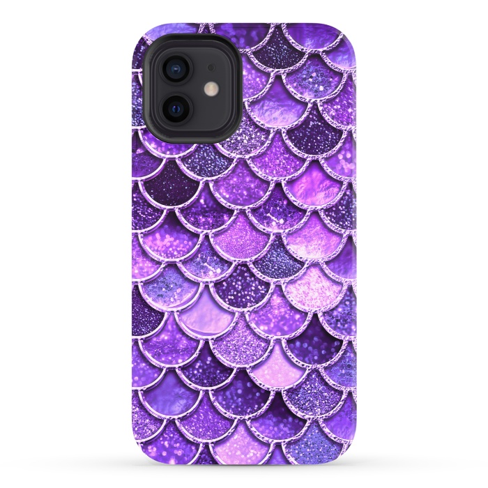 iPhone 12 StrongFit Ultra Violet Glitter Mermaid Scales by  Utart