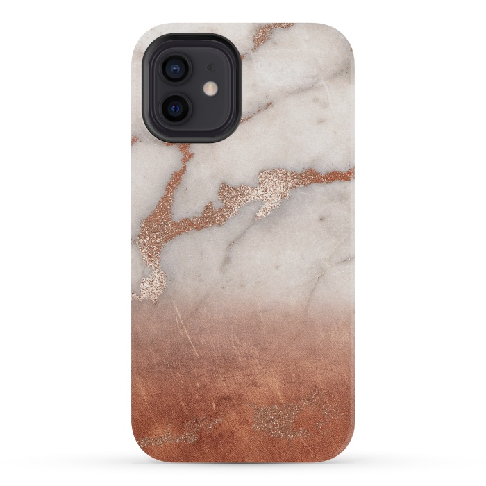 iPhone 12 mini StrongFit Copper Trendy Veined Marble by  Utart