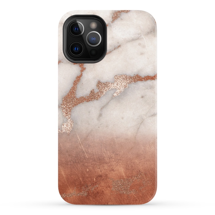 iPhone 12 Pro StrongFit Copper Trendy Veined Marble by  Utart