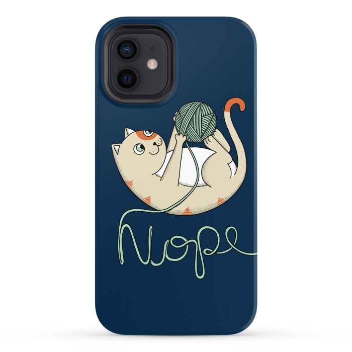 iPhone 12 StrongFit Cat Nope Blue by Coffee Man