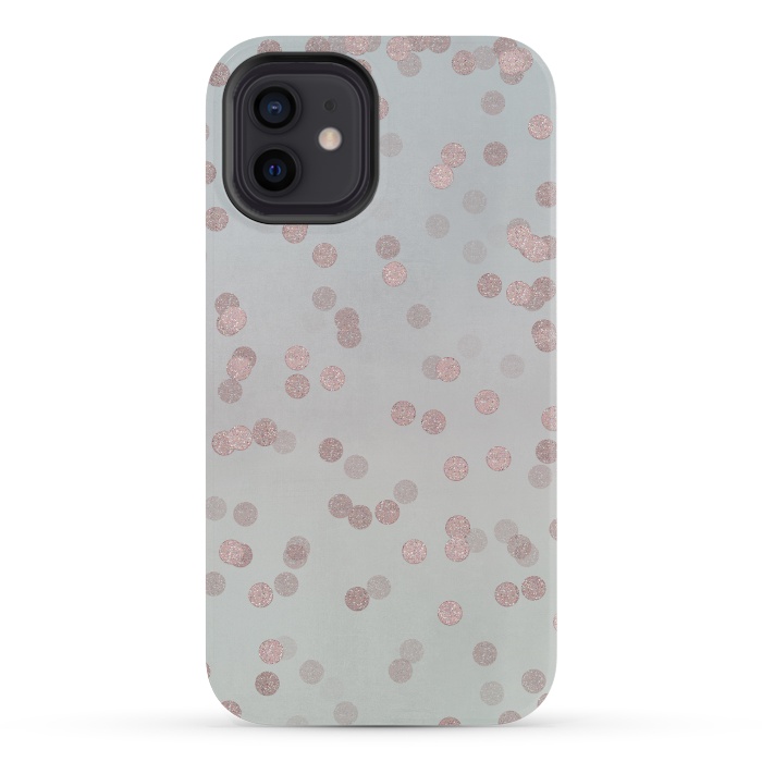 iPhone 12 mini StrongFit Rose Gold Glitter Dots by Andrea Haase