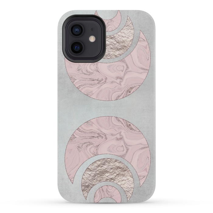 iPhone 12 mini StrongFit Marble Rose Gold Half Moon by Andrea Haase