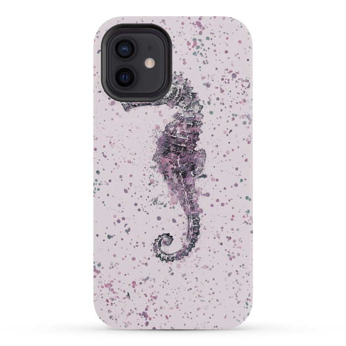iPhone 12 mini StrongFit Watercolor Seahorse by Andrea Haase