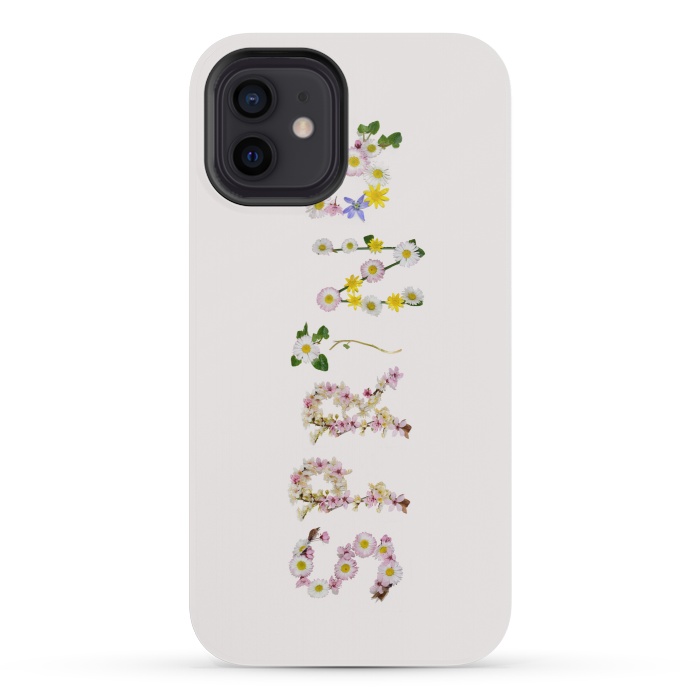 iPhone 12 mini StrongFit Spring - Flower Typography  by  Utart
