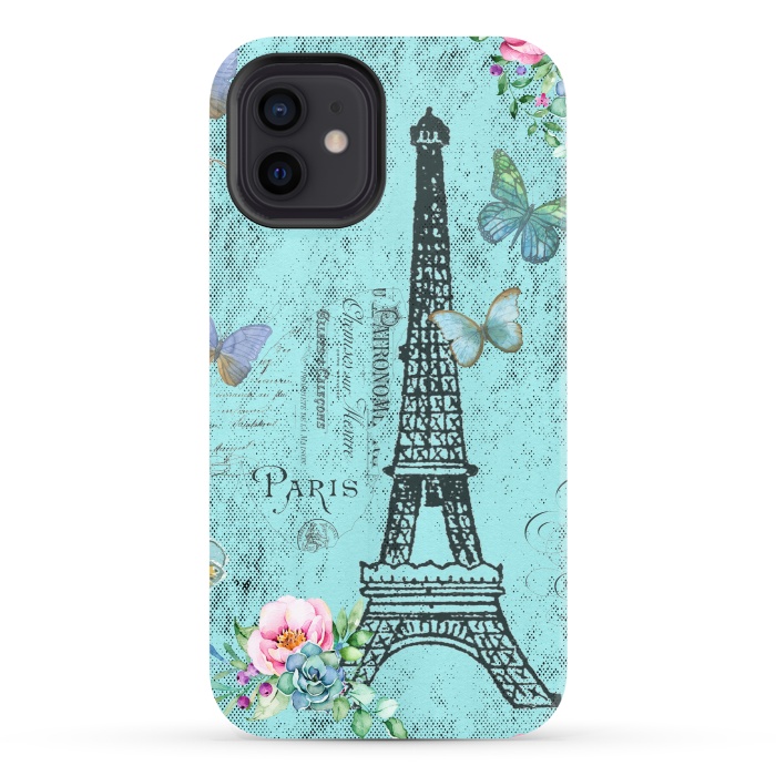 iPhone 12 StrongFit Blue Eiffel Tower Paris Watercolor Illustration by  Utart