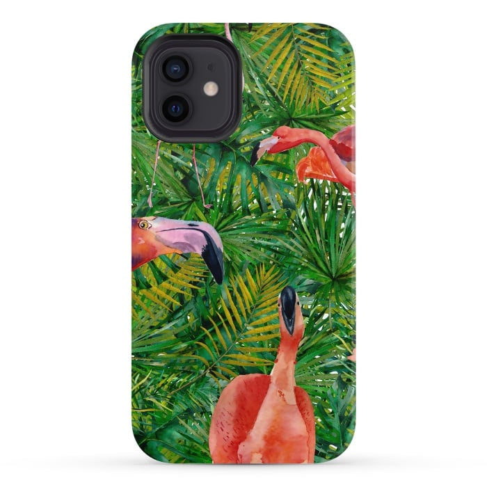 iPhone 12 StrongFit Flamingo Jungle Party by  Utart