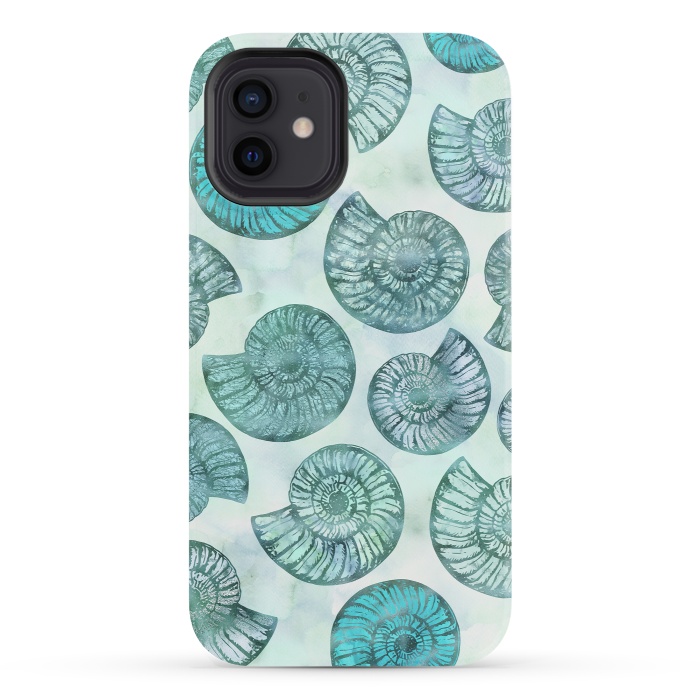 iPhone 12 StrongFit Teal Fossils And Ammonites by Andrea Haase