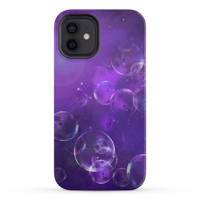 iPhone 12 mini StrongFit Surreal Purple Bubbles by Andrea Haase