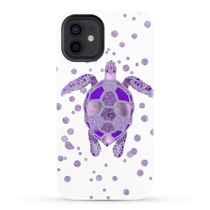 iPhone 12 StrongFit Shimmering Purple Turtle by Andrea Haase