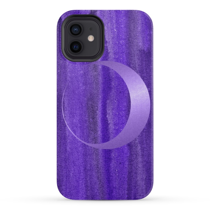 iPhone 12 mini StrongFit Shiny Purple Half Moon  by Andrea Haase