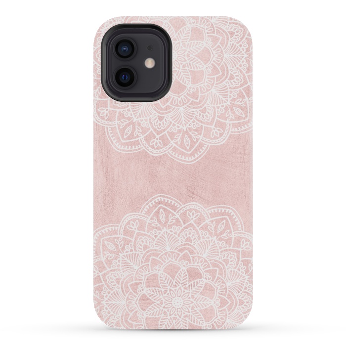iPhone 12 mini StrongFit White and Pink Mandala by  Utart