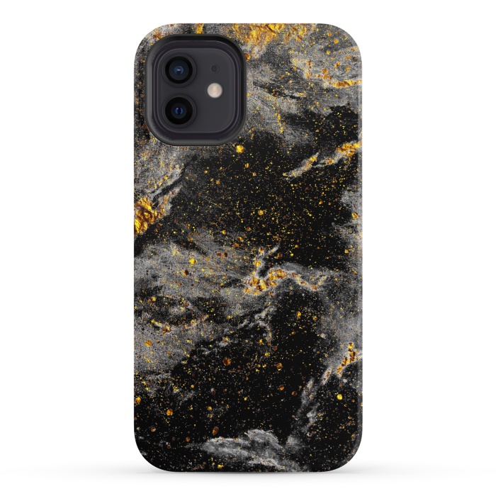 iPhone 12 StrongFit Galaxy Black Gold by Gringoface Designs