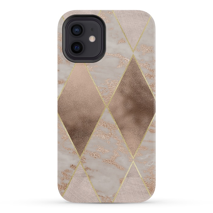 iPhone 12 mini StrongFit Marble Rose Gold Argyle Pattern by  Utart