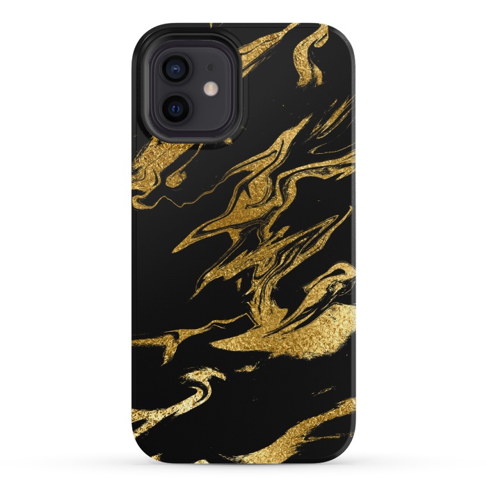 iPhone 12 mini StrongFit Black and Gold Luxury Marble by  Utart