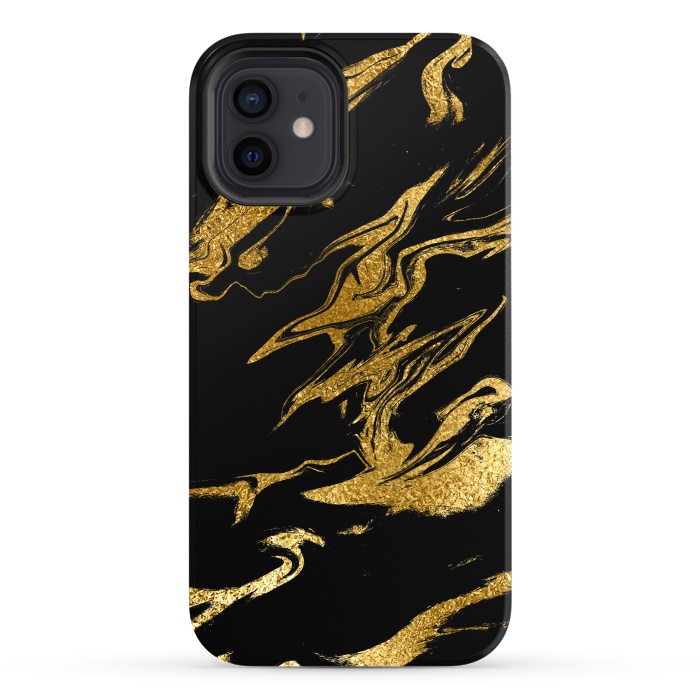 iPhone 12 StrongFit Black and Gold Luxury Marble by  Utart