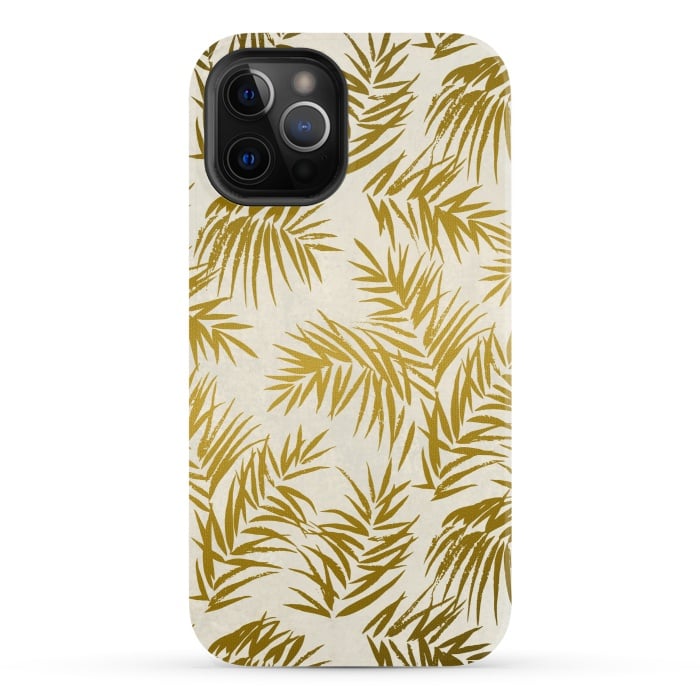 iPhone 12 Pro StrongFit Golden Palm Leaves 2 by Andrea Haase