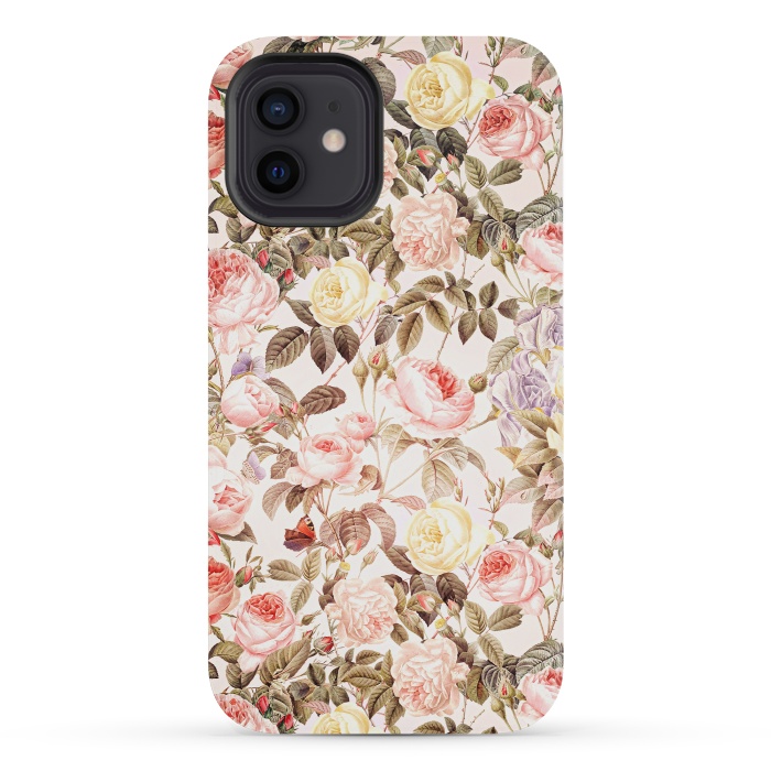 iPhone 12 mini StrongFit Vintage Roses Pattern by  Utart