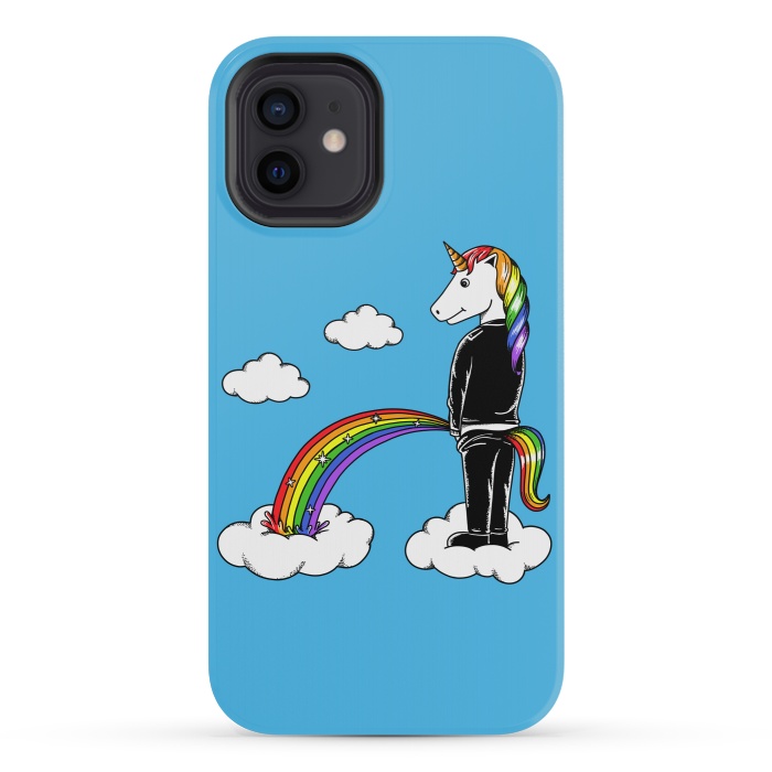 iPhone 12 mini StrongFit Unicorn Rainbow Blue by Coffee Man