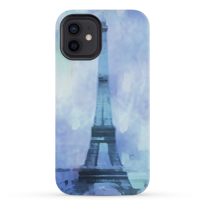 iPhone 12 mini StrongFit Blue Paris Watercolor  by Andrea Haase