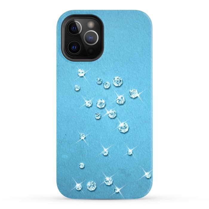 iPhone 12 Pro StrongFit Sparkling Rhinestones on Blue by Andrea Haase