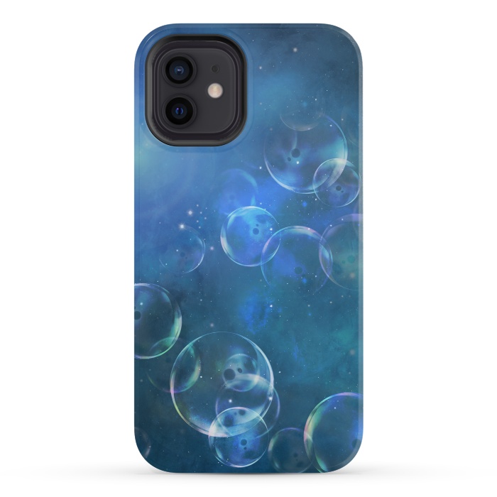 iPhone 12 mini StrongFit Surreal Blue Bubbles by Andrea Haase