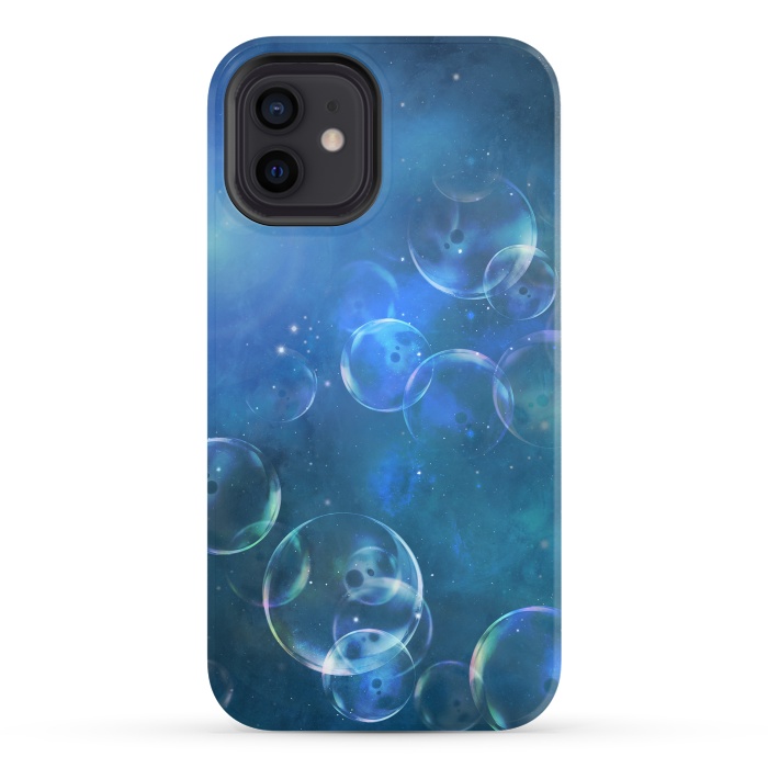 iPhone 12 StrongFit Surreal Blue Bubbles by Andrea Haase