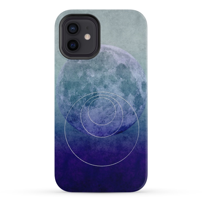 iPhone 12 mini StrongFit Blue Abstract Moon by Andrea Haase