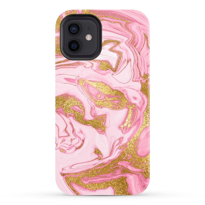 iPhone 12 StrongFit Pink and Gold Marble by  Utart