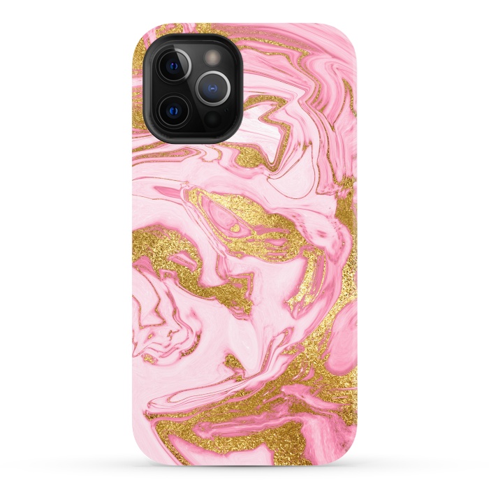iPhone 12 Pro StrongFit Pink and Gold Marble by  Utart