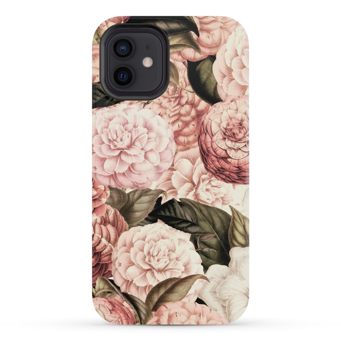 iPhone 12 mini StrongFit Pink Vintage Camelia Pattern by  Utart