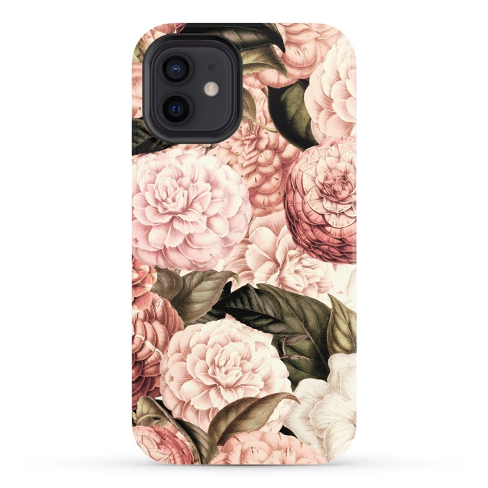 iPhone 12 StrongFit Pink Vintage Camelia Pattern by  Utart