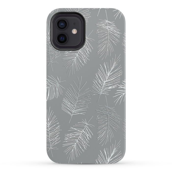 iPhone 12 mini StrongFit Silver Palm Leaves by Andrea Haase