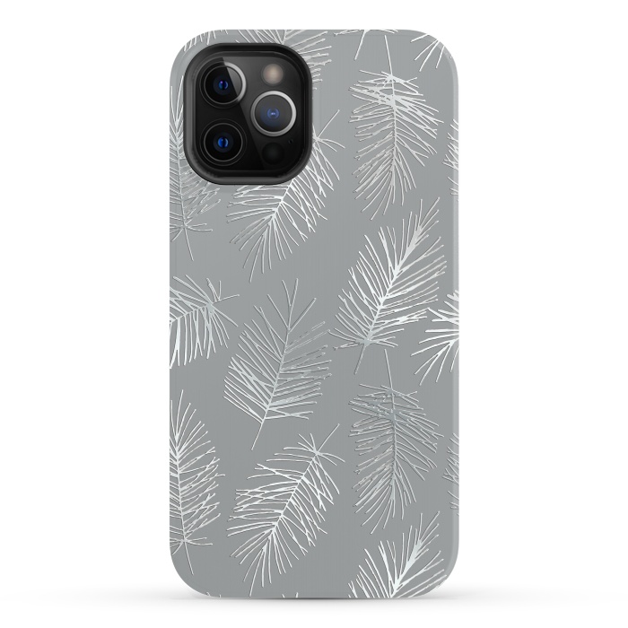 iPhone 12 Pro StrongFit Silver Palm Leaves by Andrea Haase