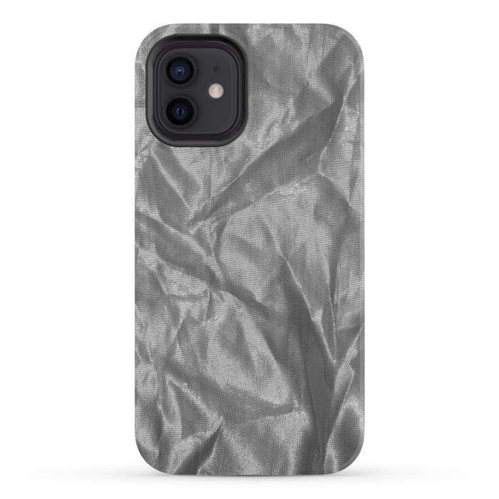 iPhone 12 mini StrongFit Shiny Silver Fabric by Andrea Haase