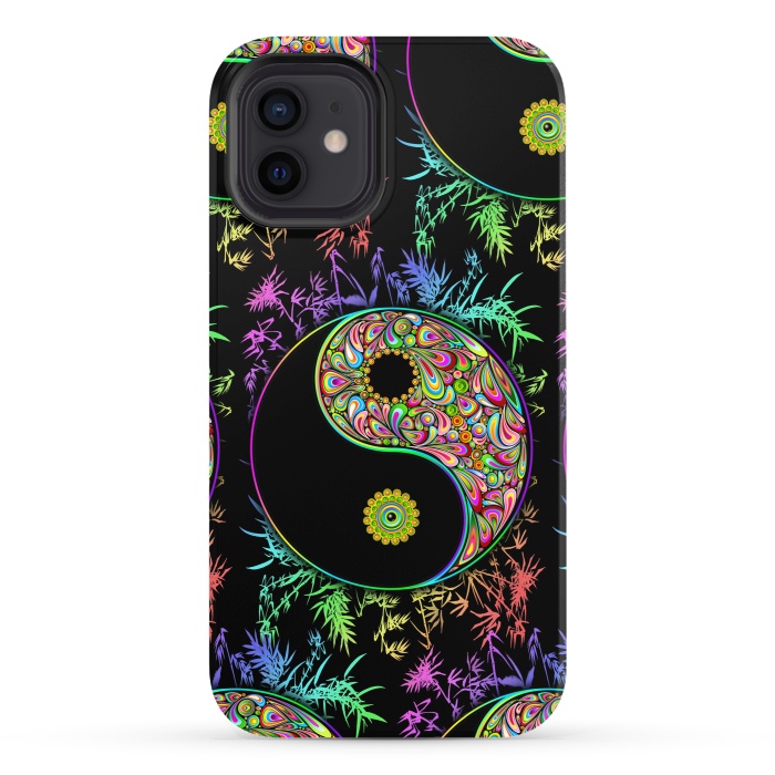 iPhone 12 StrongFit Yin Yang Bamboo Psychedelic by BluedarkArt