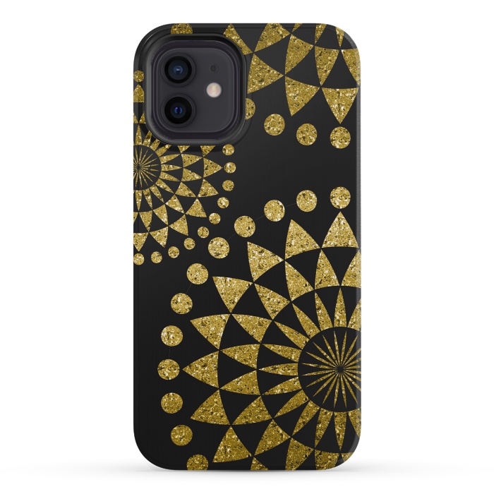 iPhone 12 mini StrongFit Golden Sparkle Mandala by Andrea Haase