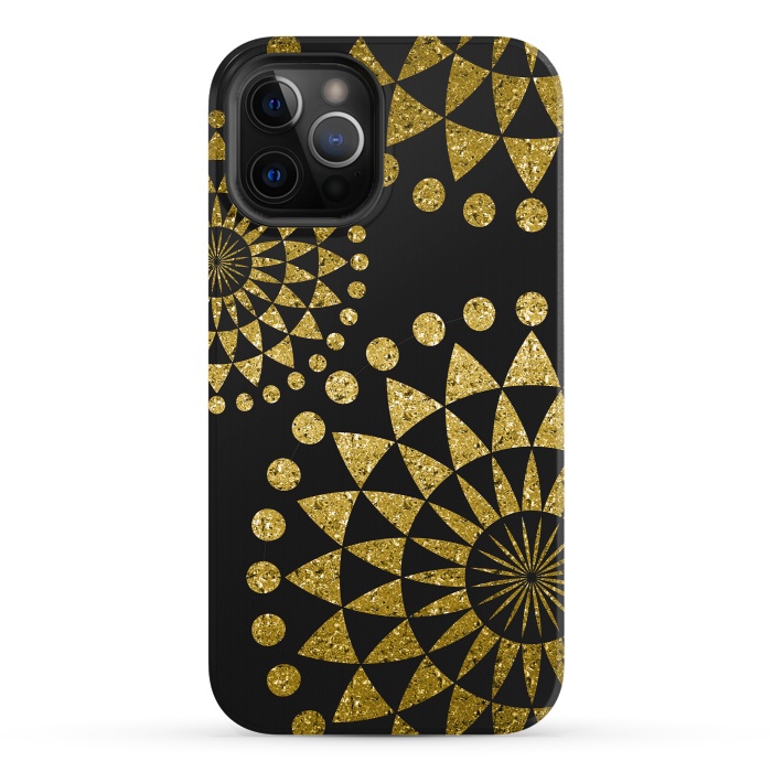 iPhone 12 Pro StrongFit Golden Sparkle Mandala by Andrea Haase