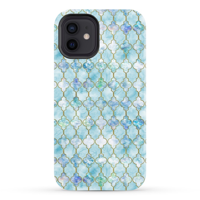 iPhone 12 StrongFit Blue Moroccan Shapes Pattern  by  Utart